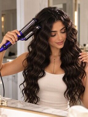 Hot Tools Titanium Waver Purple Hair Crimper Deep Wave Iron Dual Voltage